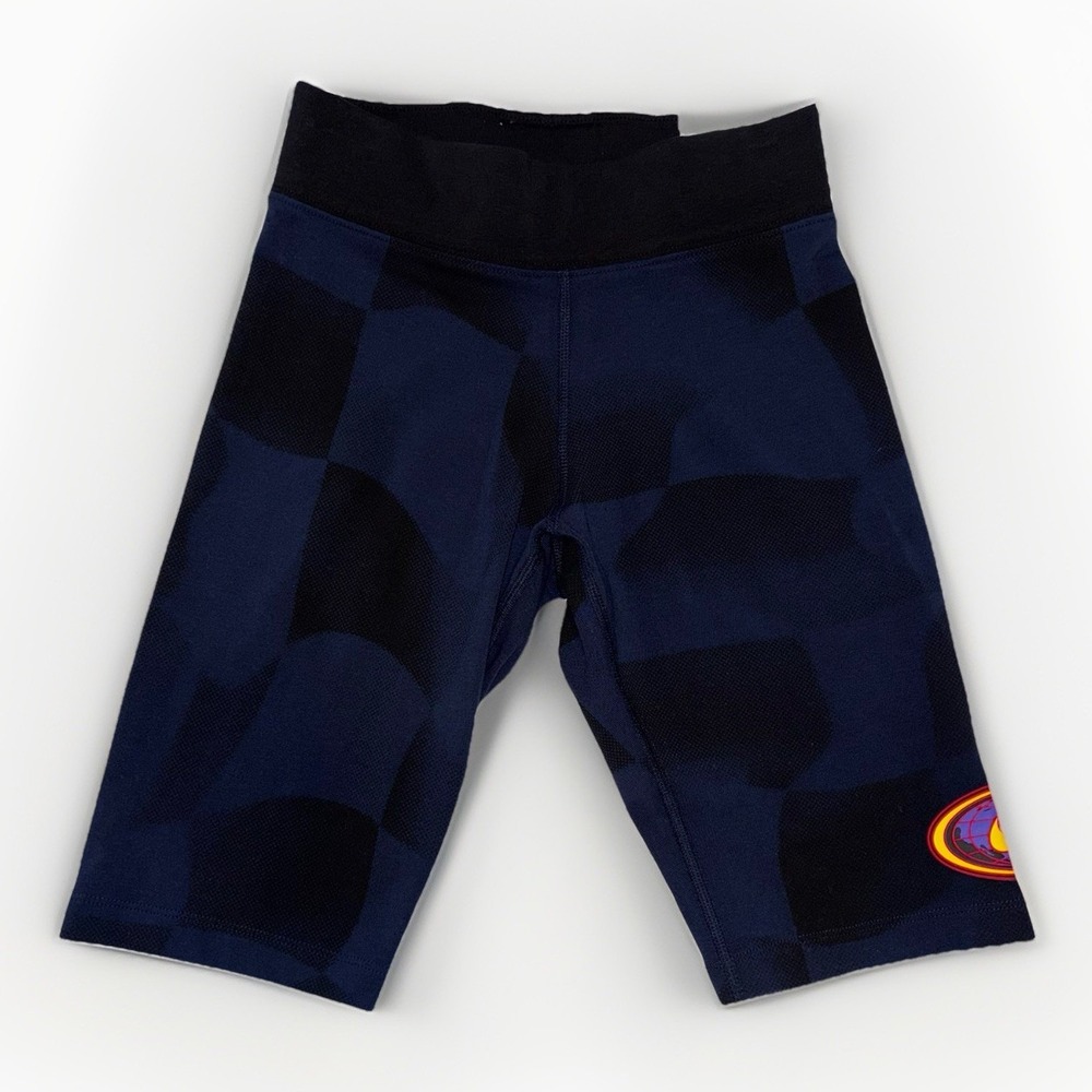 5/25 Nike Womens Essentials Americana Cotton Blend XS Bike Shorts‎ Blue/Black